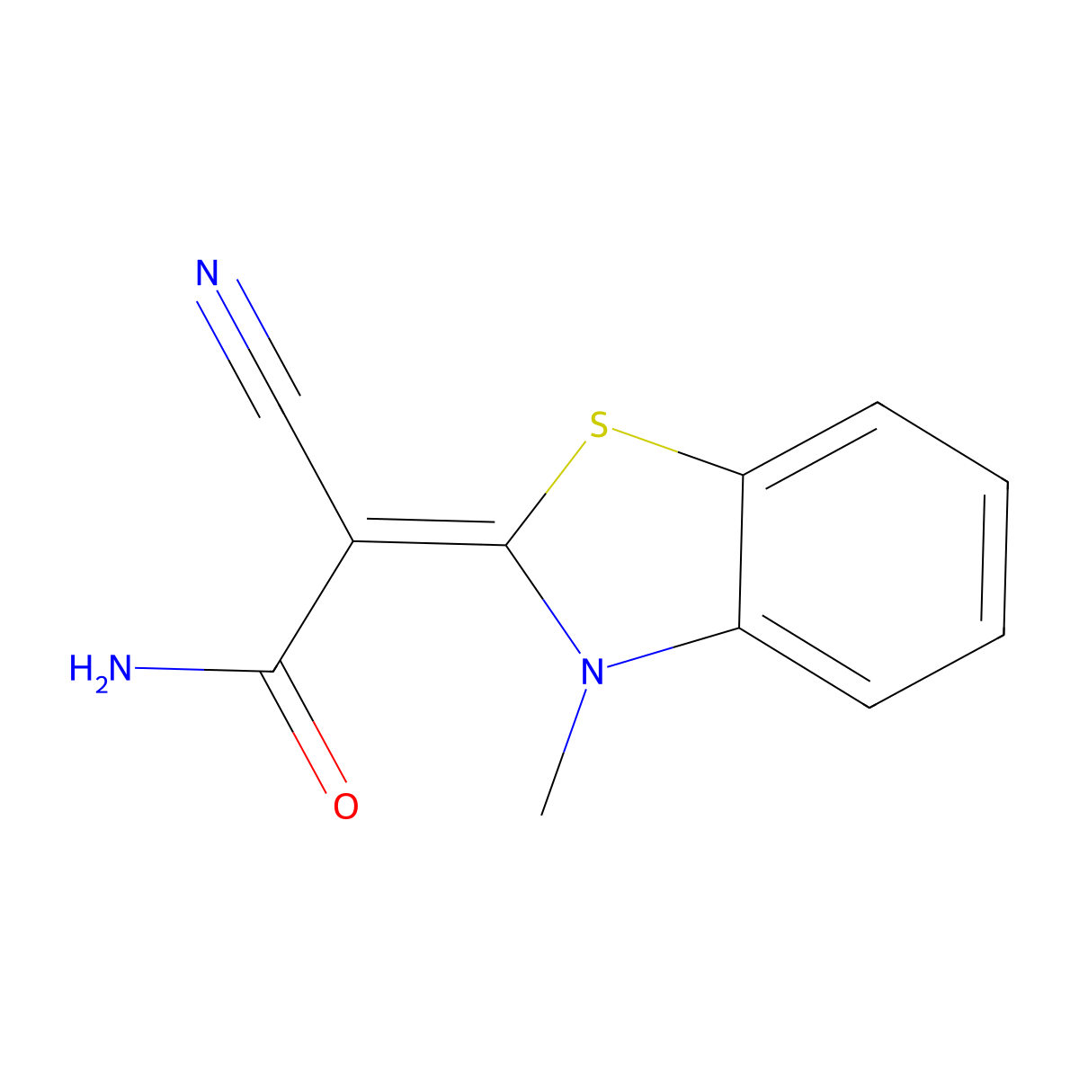 Acetamide, 2-cyano-2-(3-methyl-2(3H)-benzothiazolylidene)- molecular structure, CAS 126772-94-9