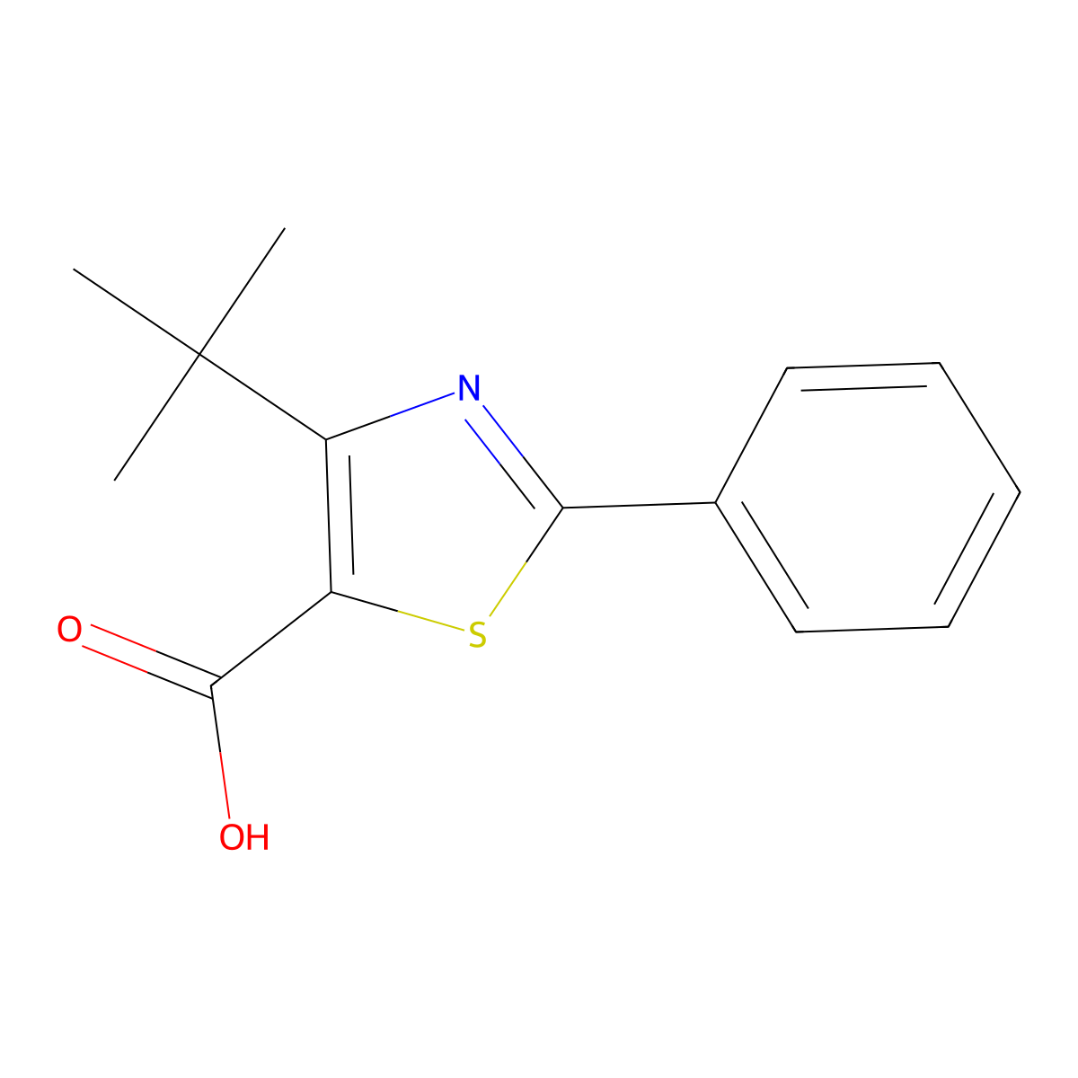 4-Tert-butyl-2-phenyl-1,3-thiazole-5-carboxylic acid molecular structure, CAS 1267754-52-8