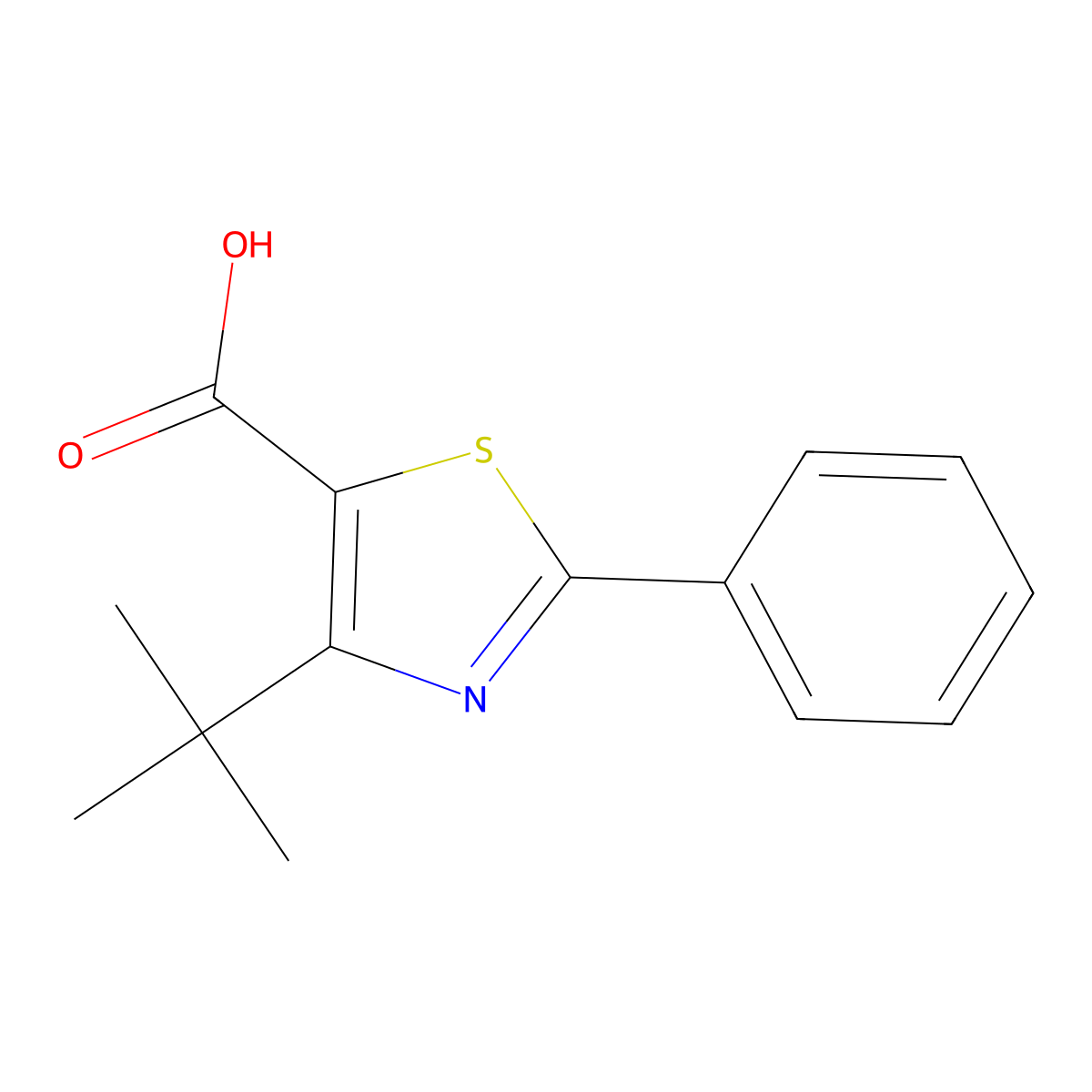 4-Tert-butyl-2-phenyl-1,3-thiazole-5-carboxylic acid molecular structure, CAS 1267754-52-8