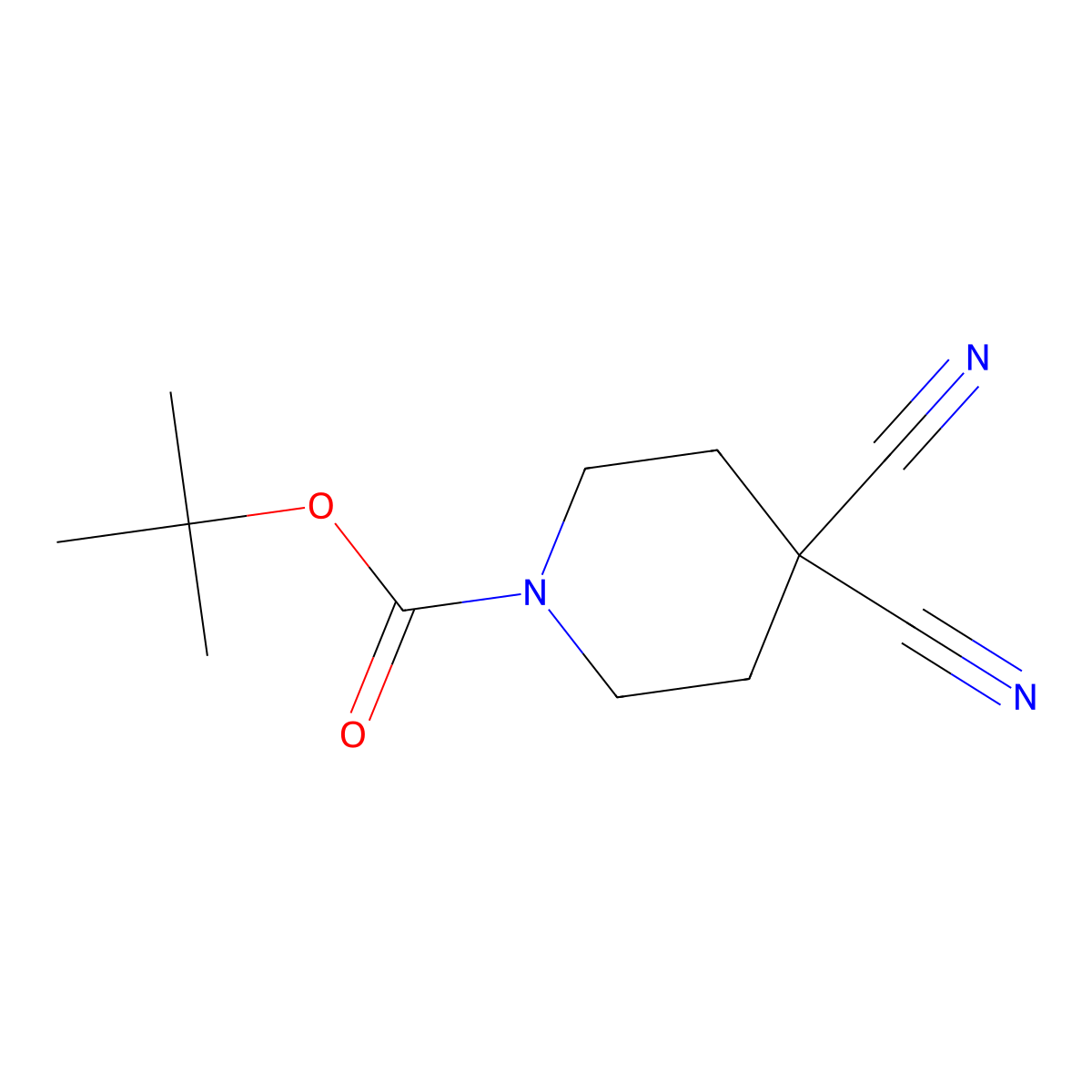 Tert-butyl 4,4-dicyanopiperidine-1-carboxylate molecular structure, CAS 1267759-28-3