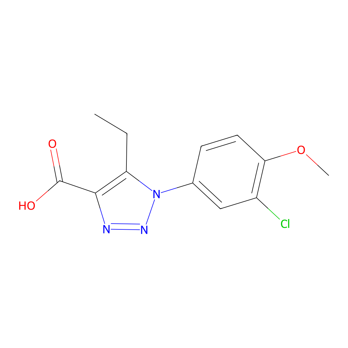 1-(3-chloro-4-methoxyphenyl)-5-ethyl-1H-1,2,3-triazole-4-carboxylic acid molecular structure, CAS 1267764-41-9