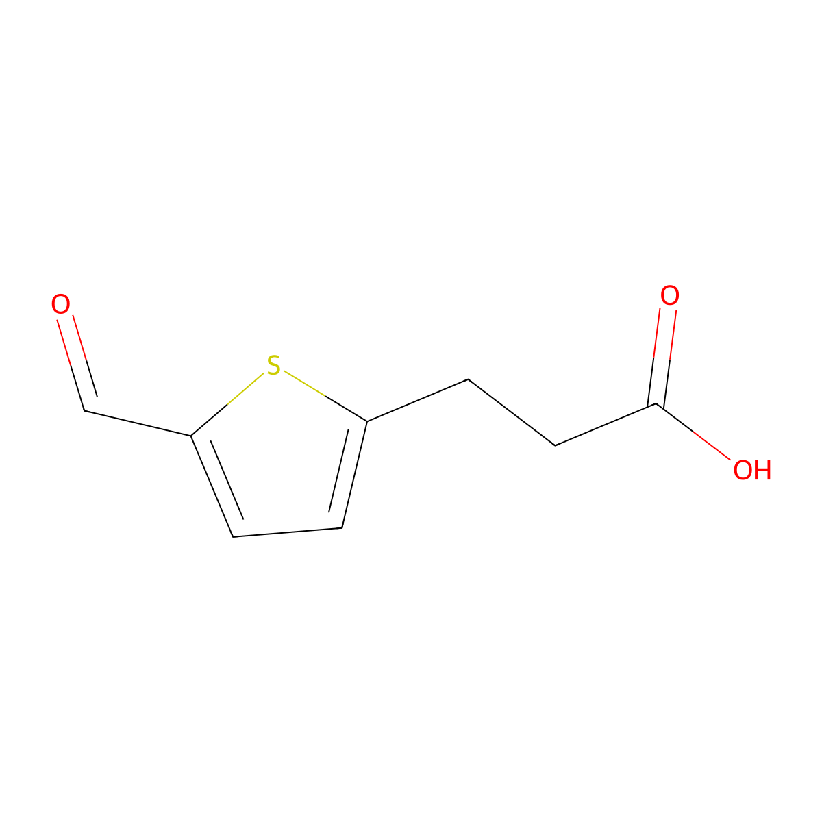 3-(5-Formylthiophen-2-yl)propanoic acid molecular structure, CAS 1267768-12-6