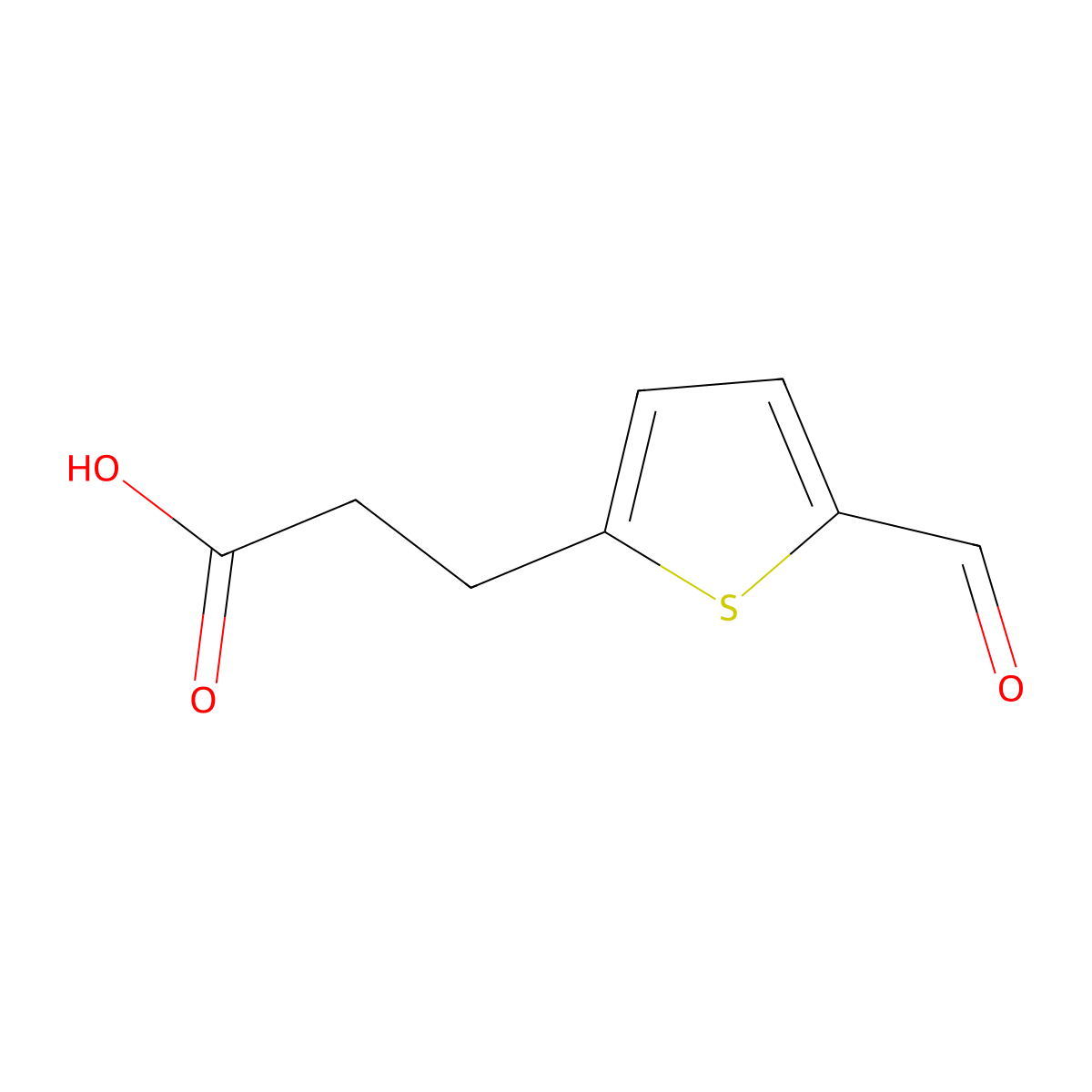 3-(5-Formylthiophen-2-yl)propanoic acid molecular structure, CAS 1267768-12-6