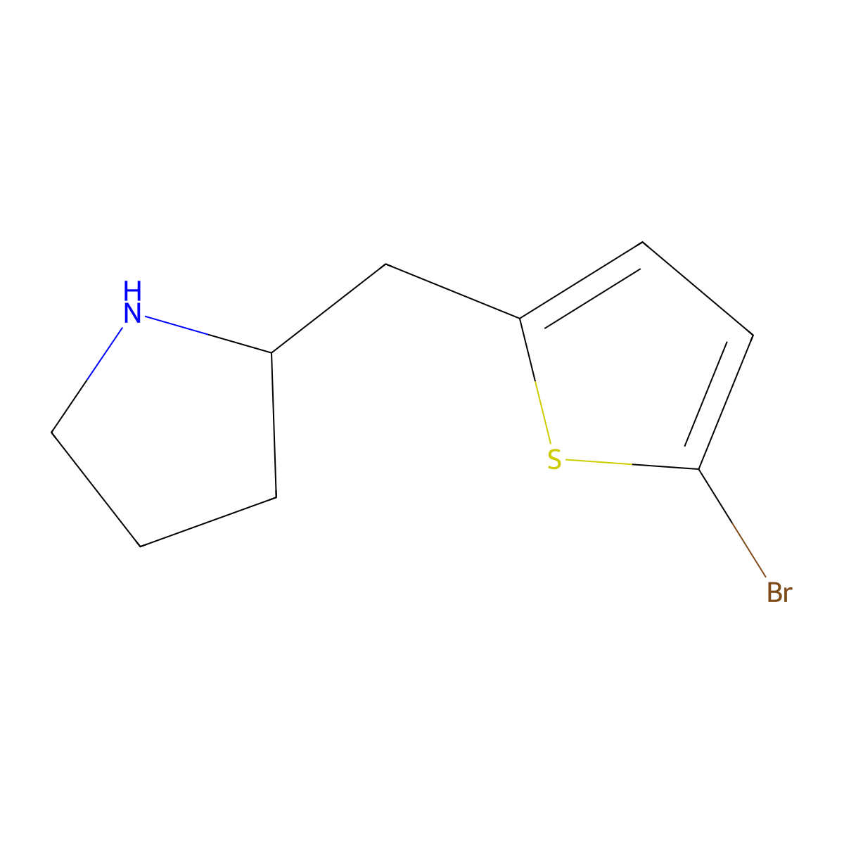 2-((5-Bromothiophen-2-yl)methyl)pyrrolidine molecular structure, CAS 1267768-39-7