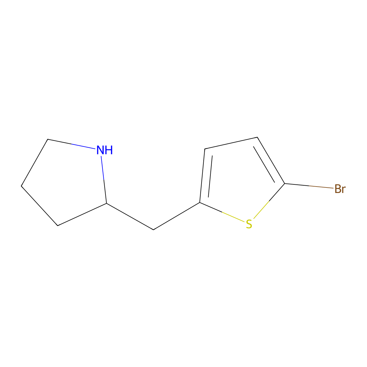 2-((5-Bromothiophen-2-yl)methyl)pyrrolidine molecular structure, CAS 1267768-39-7