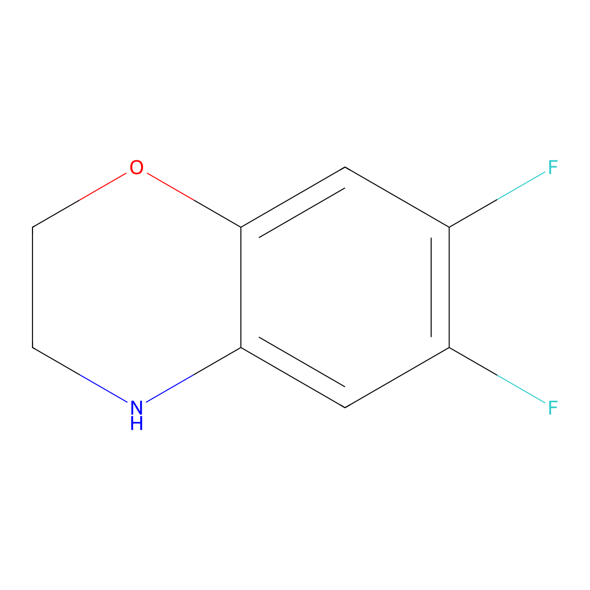 6,7-difluoro-3,4-dihydro-2H-1,4-benzoxazine molecular structure, CAS 1267772-25-7