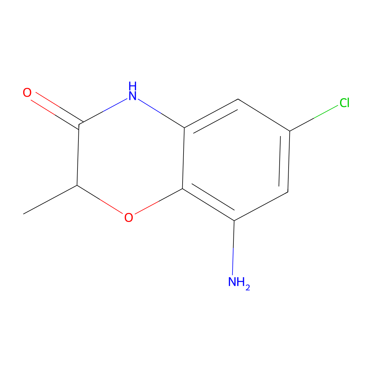8-amino-6-chloro-2-methyl-3,4-dihydro-2H-1,4-benzoxazin-3-one molecular structure, CAS 1267774-71-9