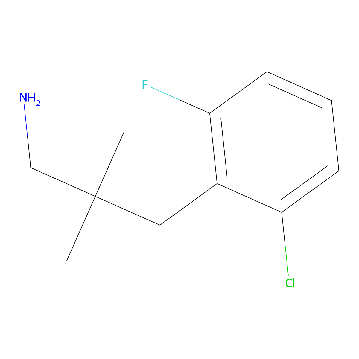 3-(2-Chloro-6-fluorophenyl)-2,2-dimethylpropan-1-amine molecular structure, CAS 1267778-51-7