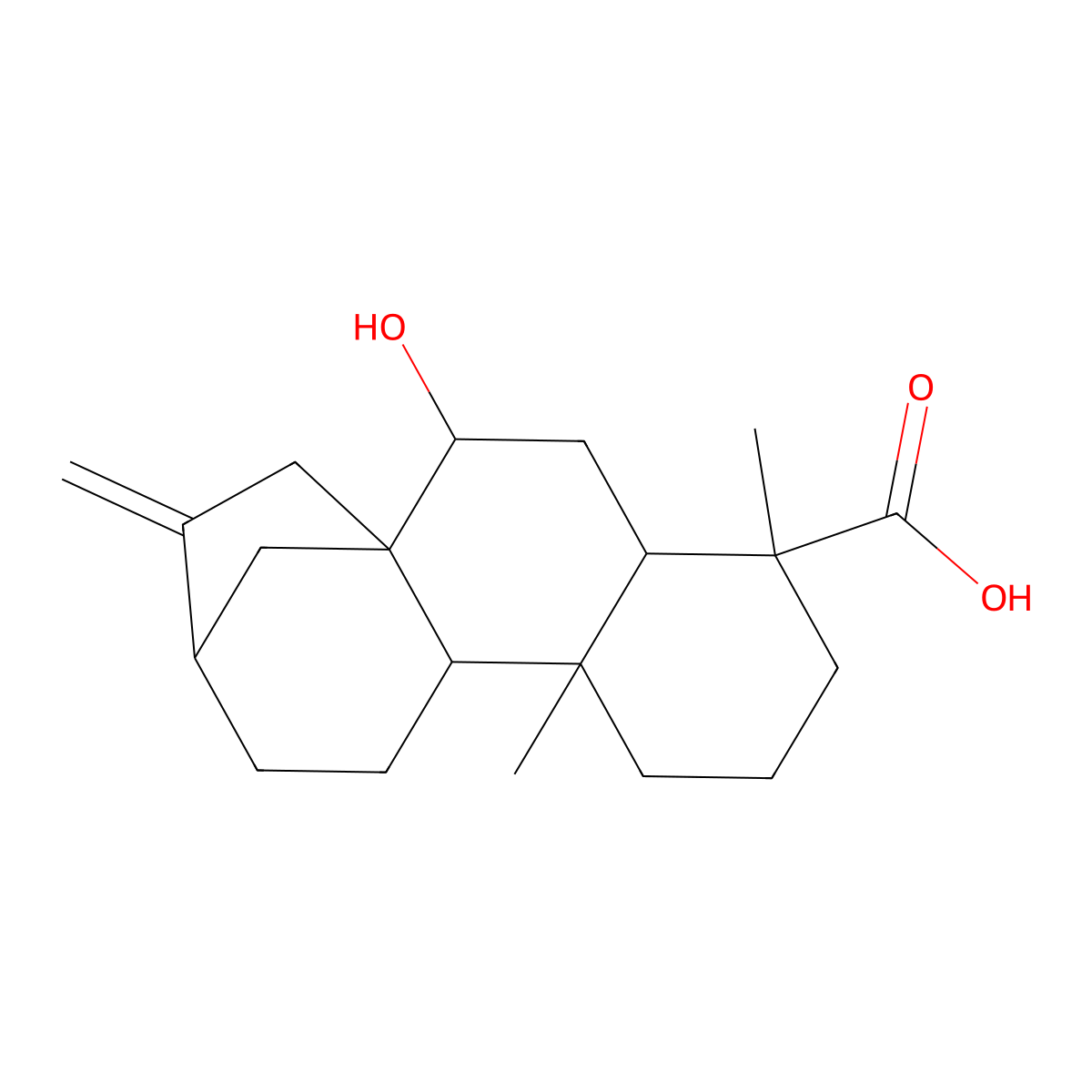 7beta-Hydroxykaur-16-en-19-oic acid molecular structure, CAS 126778-79-8