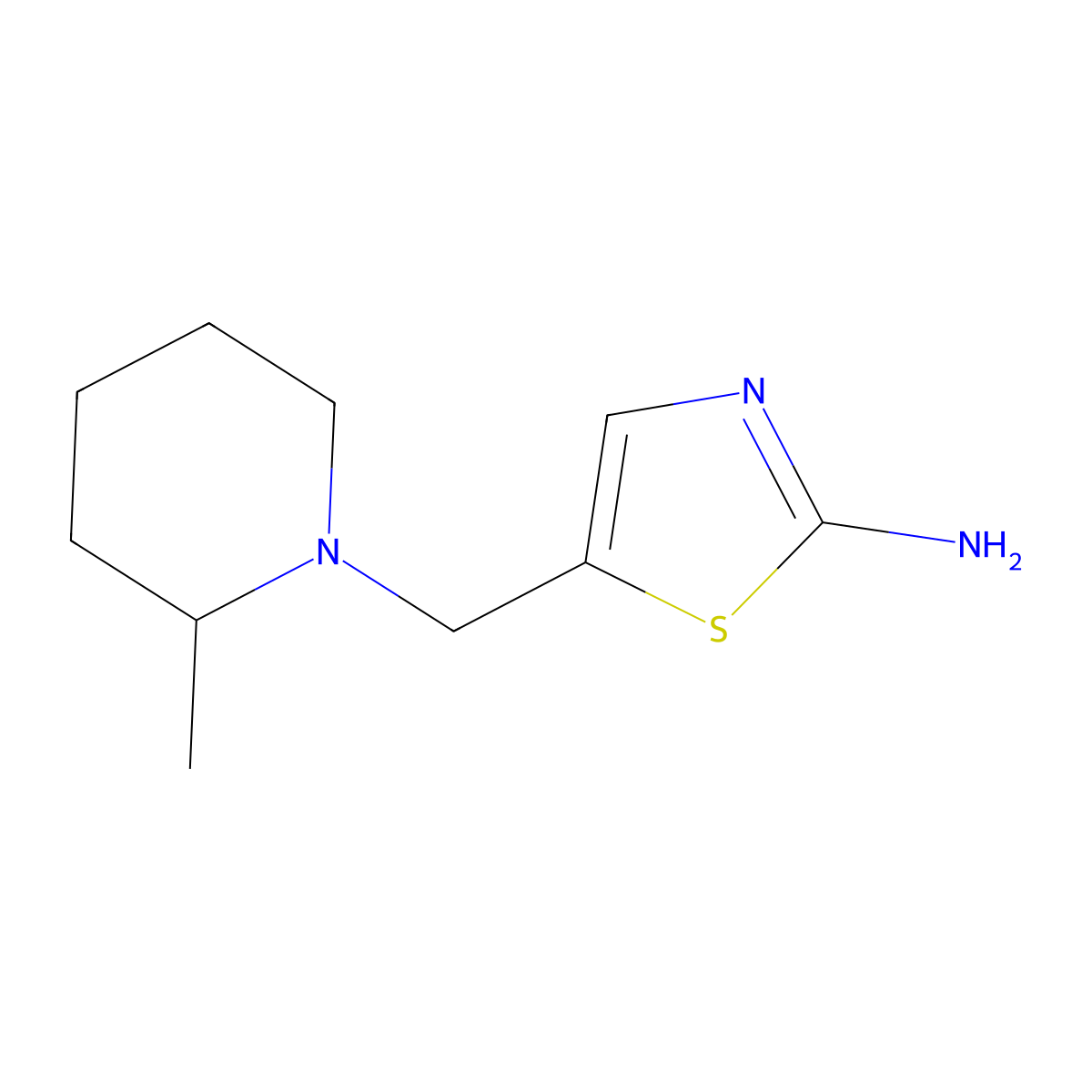 5-[(2-Methylpiperidin-1-yl)methyl]-1,3-thiazol-2-amine molecular structure, CAS 1267786-31-1