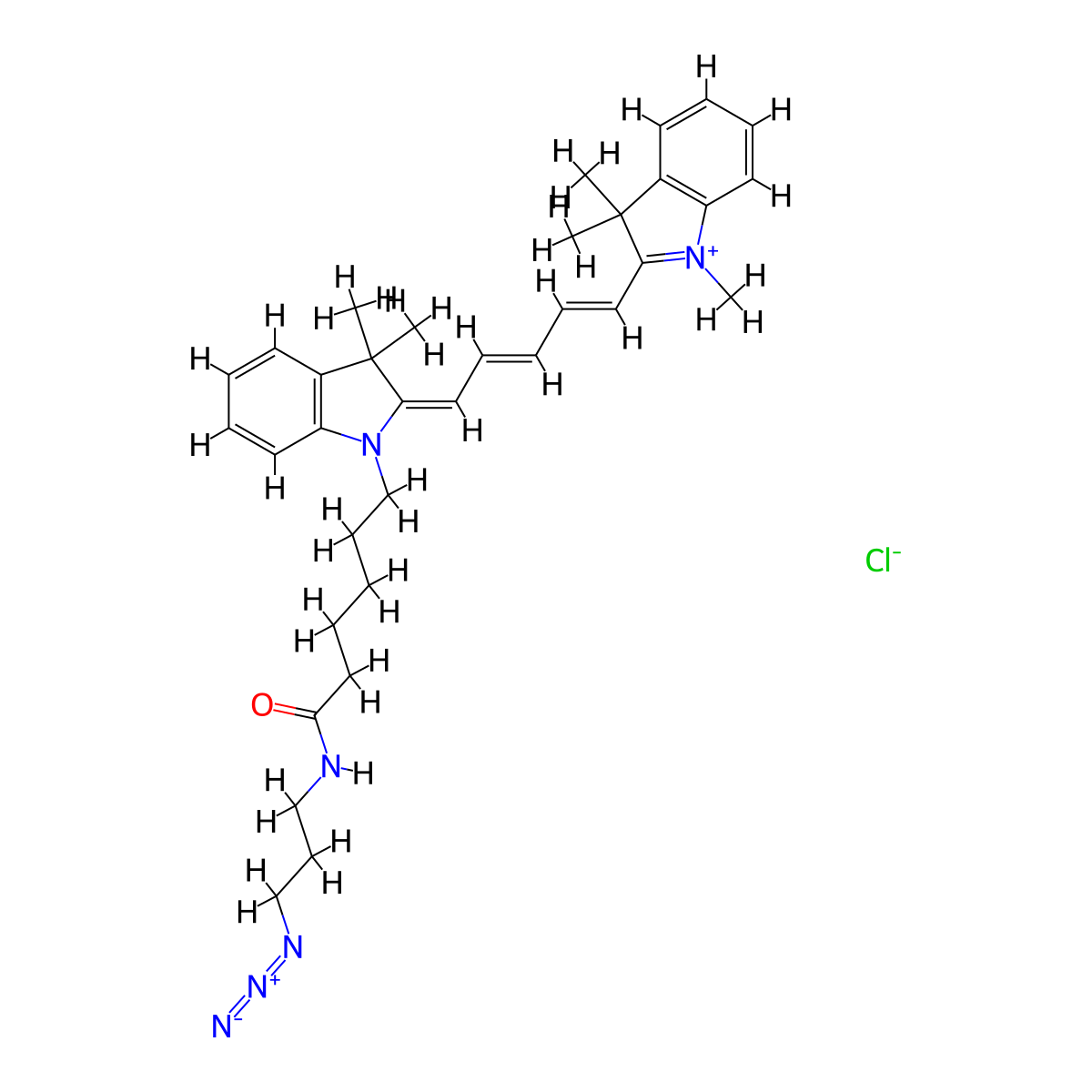 Cy5 azide molecular structure, CAS 1267804-34-1