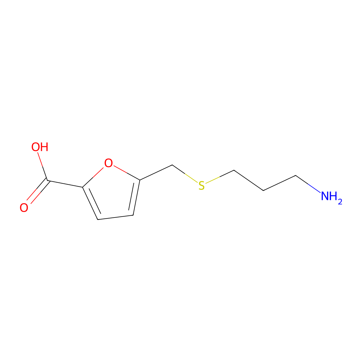 5-(((3-Aminopropyl)thio)methyl)furan-2-carboxylic acid molecular structure, CAS 1267809-96-0
