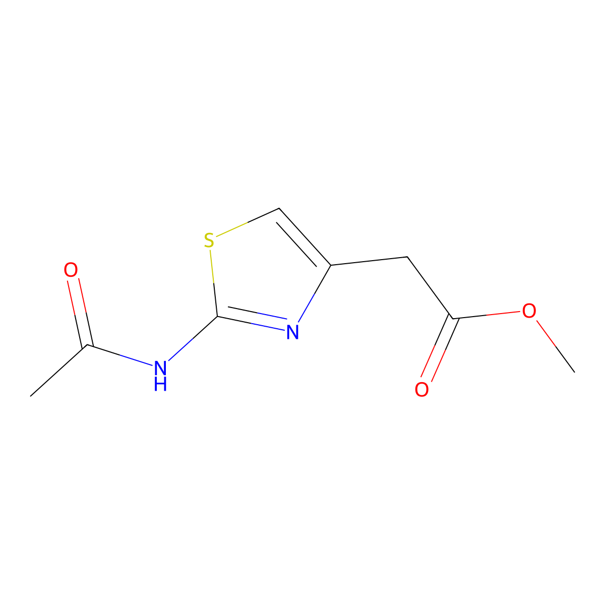 Methyl 2-(2-acetamido-1,3-thiazol-4-yl)acetate molecular structure, CAS 126781-71-3