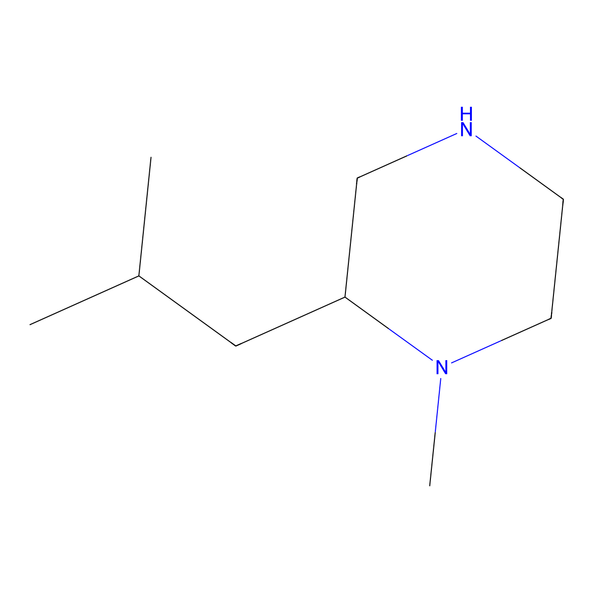 1-Methyl-2-(2-methylpropyl)piperazine molecular structure, CAS 1267813-98-8