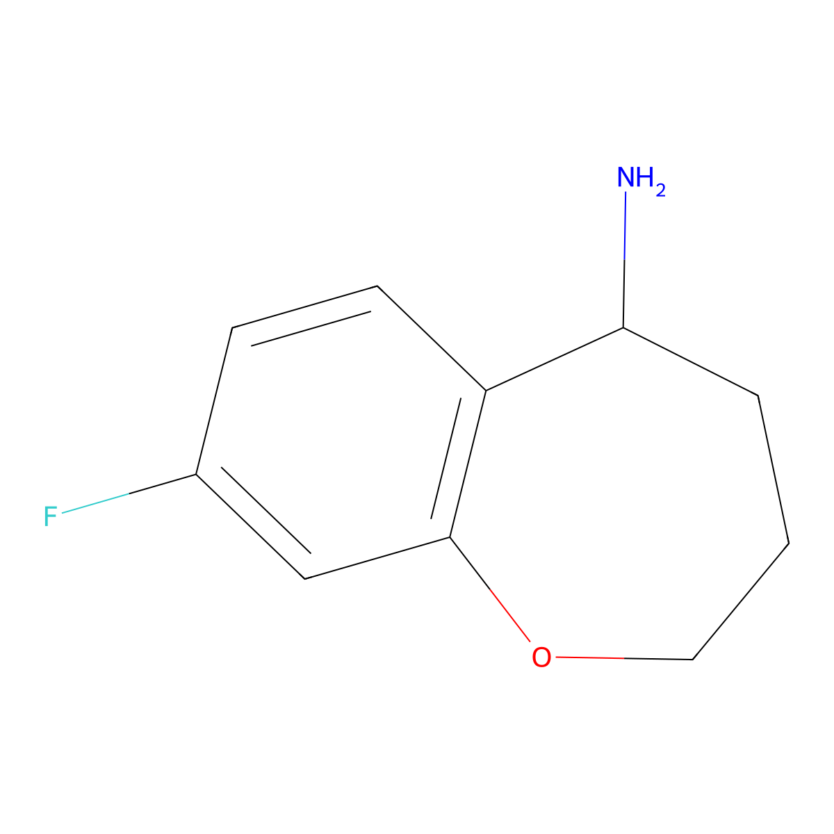 8-Fluoro-2,3,4,5-tetrahydro-1-benzoxepin-5-amine molecular structure, CAS 1267814-70-9