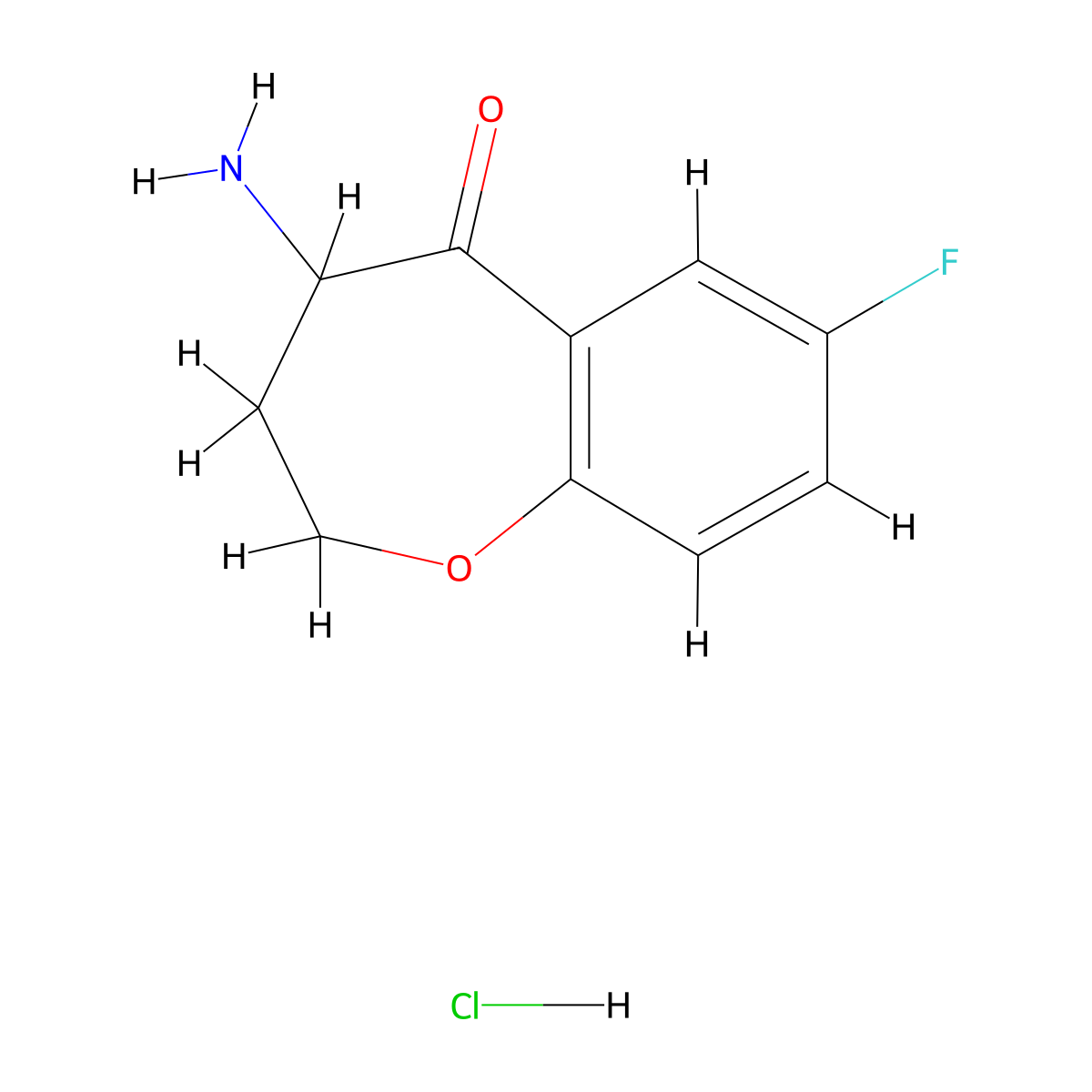 4-Amino-7-fluoro-3,4-dihydrobenzo[b]oxepin-5(2H)-one hydrochloride molecular structure, CAS 1267820-12-1