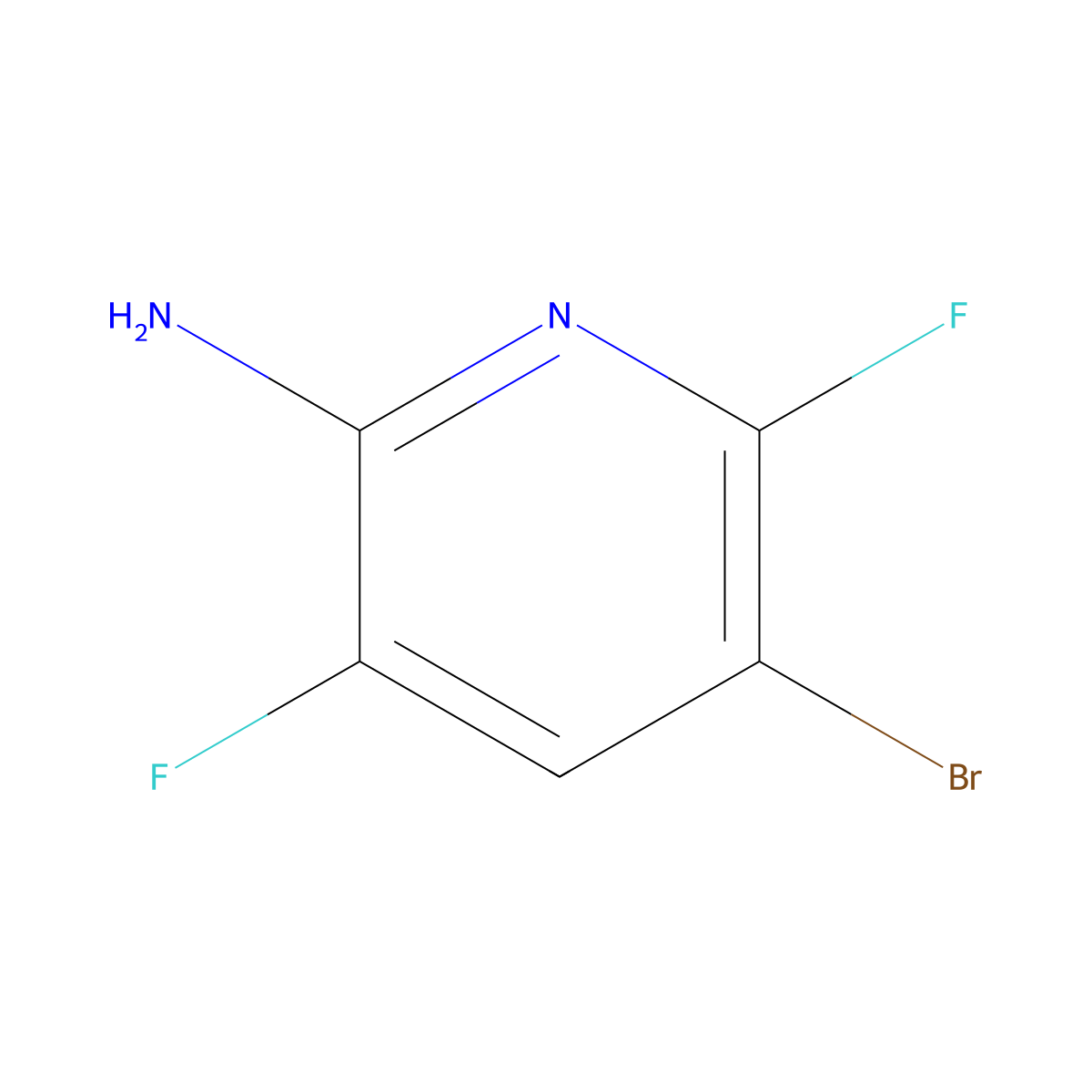 5-Bromo-3,6-difluoropyridin-2-amine molecular structure, CAS 1267856-70-1