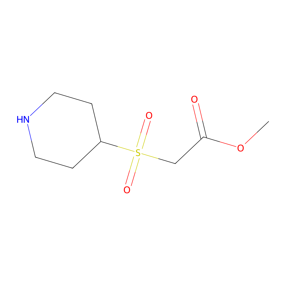 Methyl 2-(piperidine-4-sulfonyl)acetate molecular structure, CAS 1267857-40-8