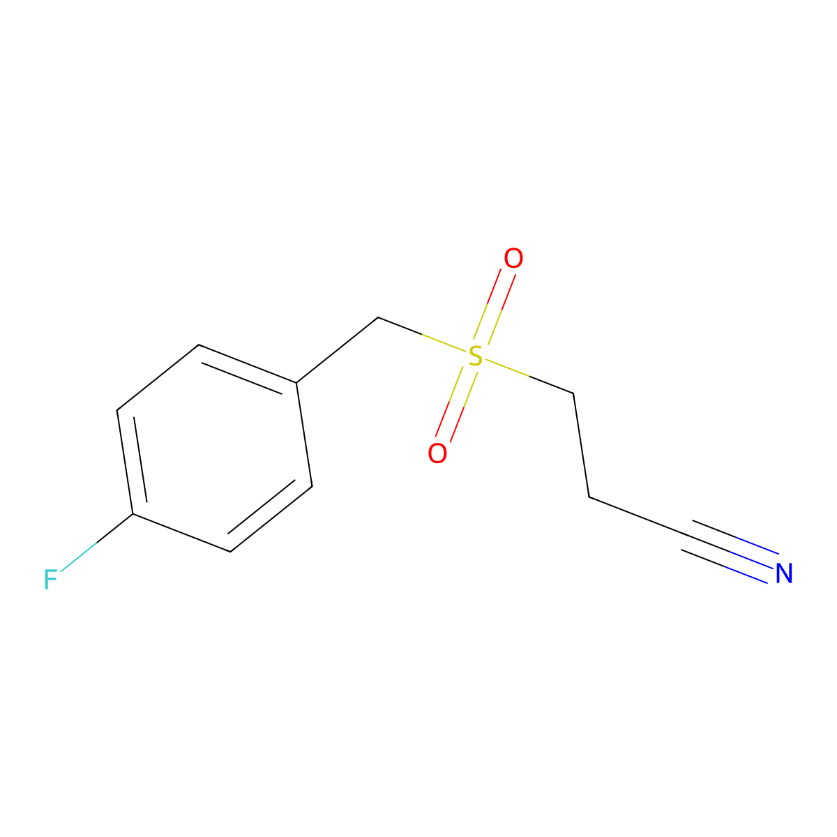 3-[(4-Fluorophenyl)methanesulfonyl]propanenitrile molecular structure, CAS 1267859-00-6