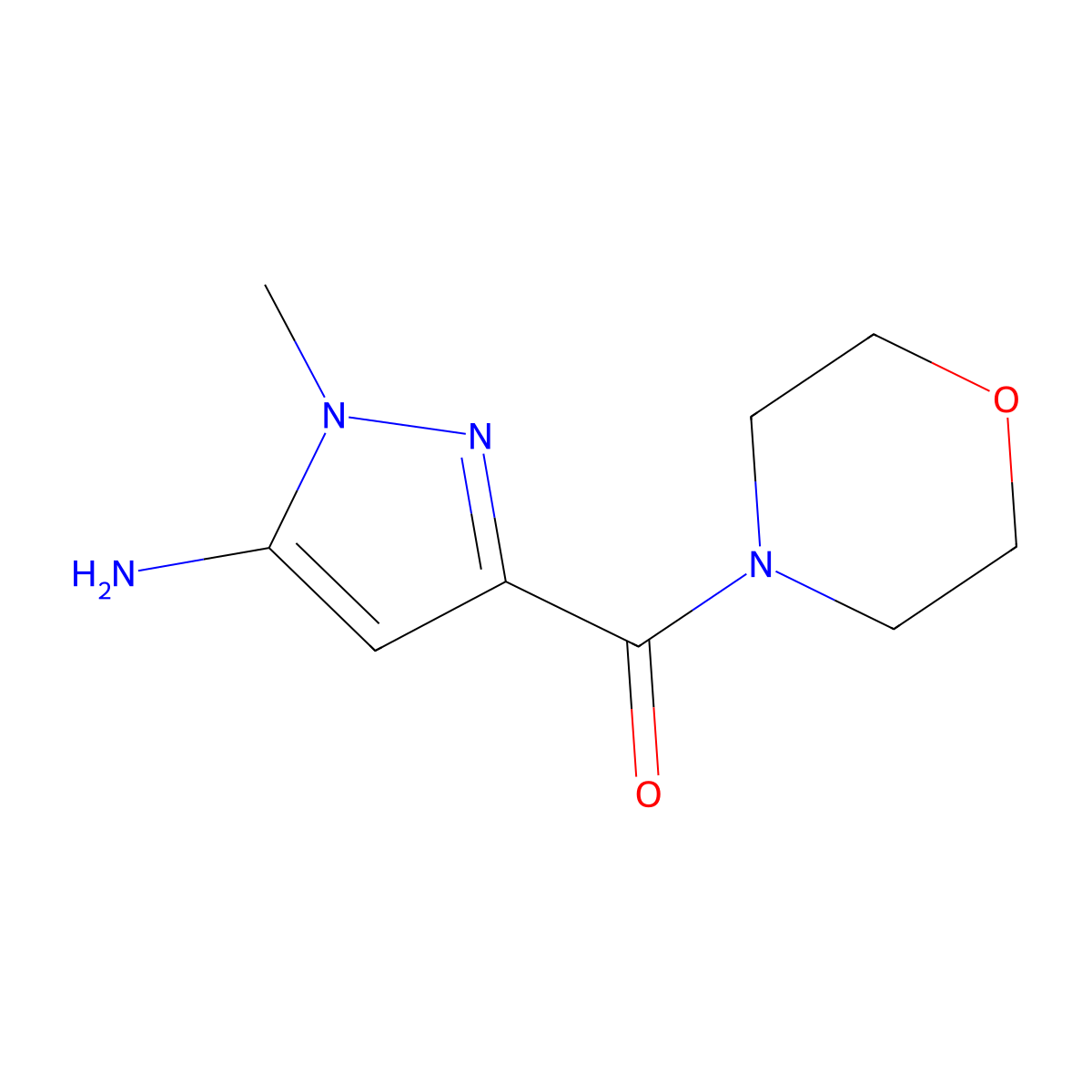 1-Methyl-3-(morpholine-4-carbonyl)-1H-pyrazol-5-amine molecular structure, CAS 1267861-05-1