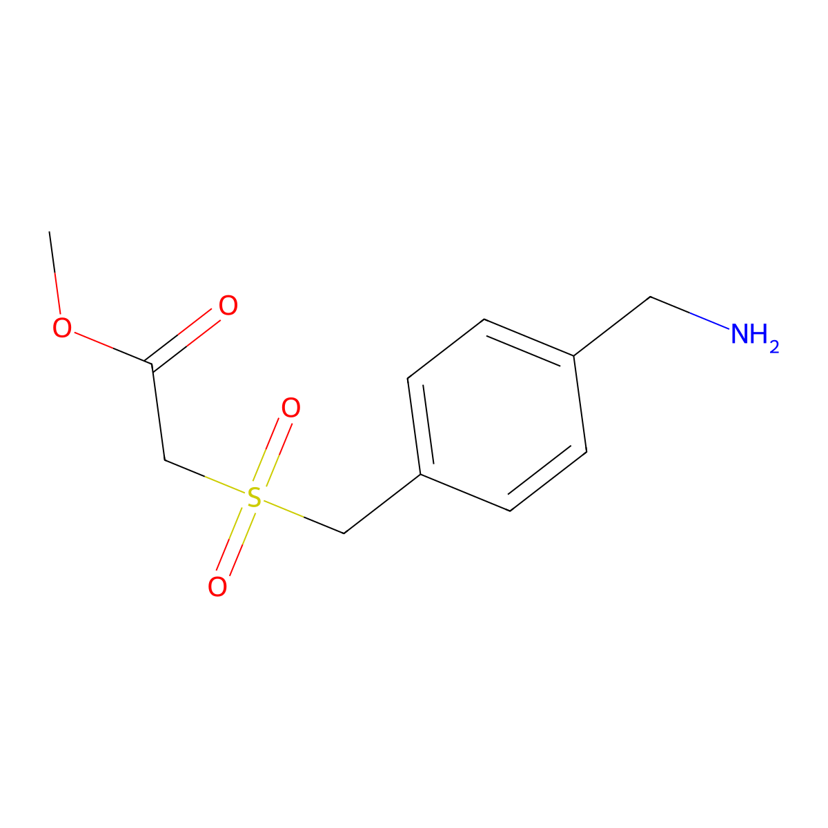 Methyl 2-{[4-(aminomethyl)phenyl]methanesulfonyl}acetate molecular structure, CAS 1267868-87-0