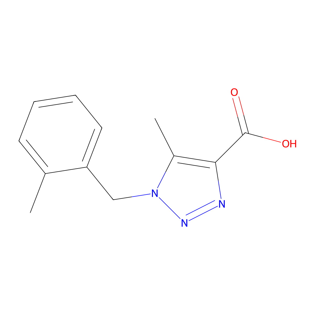 5-Methyl-1-(2-methylbenzyl)-1h-1,2,3-triazole-4-carboxylic acid molecular structure, CAS 1267882-38-1