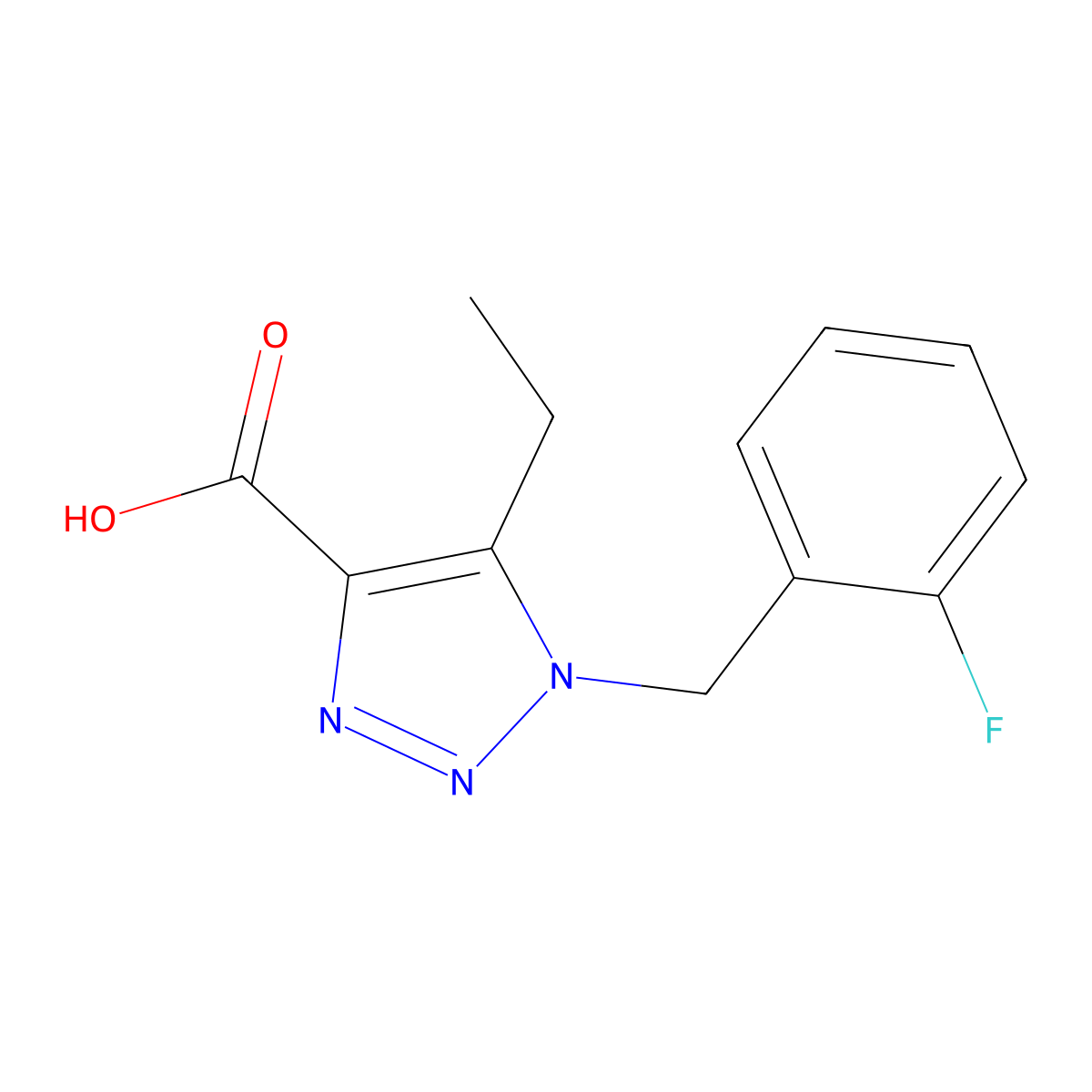 5-ethyl-1-(2-fluorobenzyl)-1H-1,2,3-triazole-4-carboxylic acid molecular structure, CAS 1267882-46-1