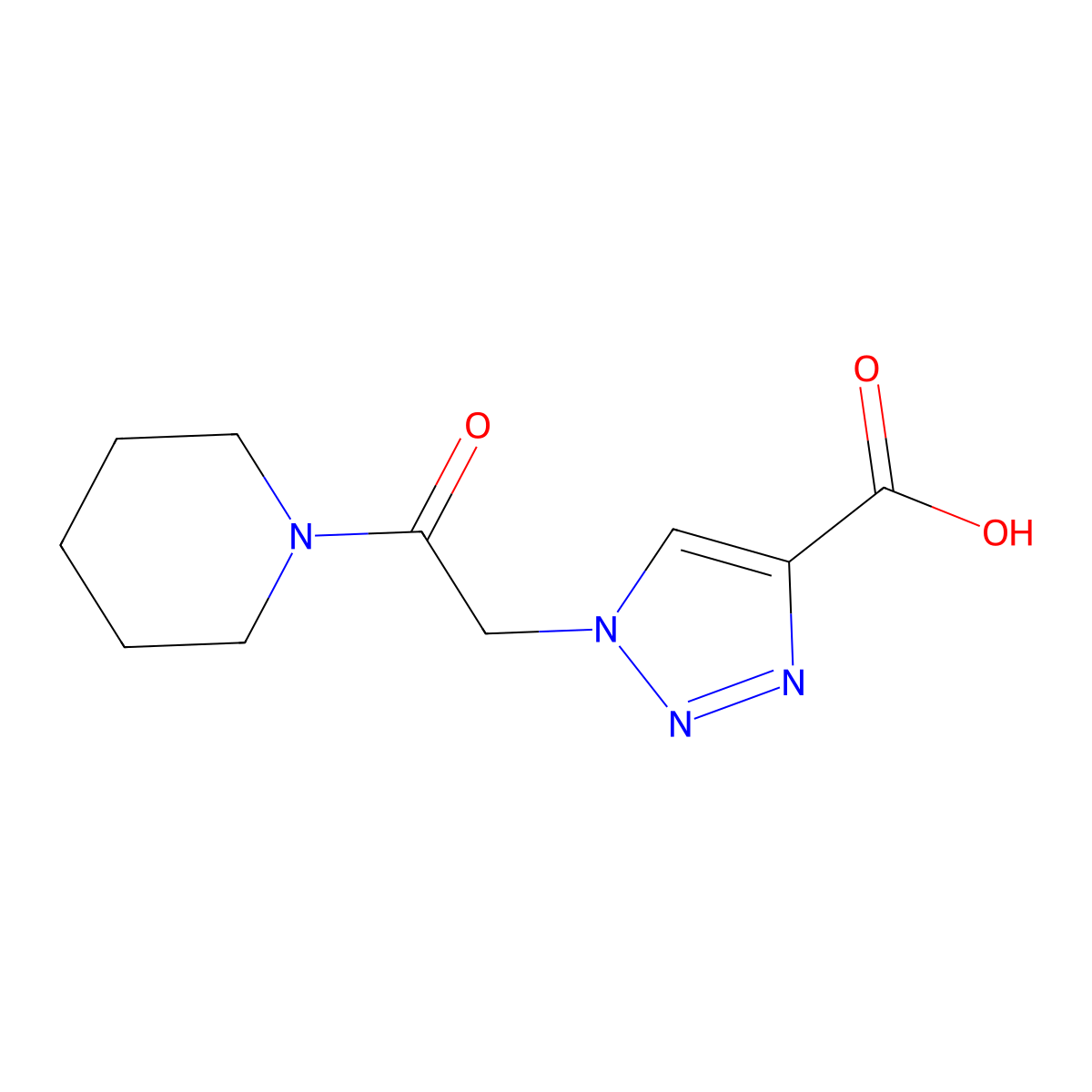 1-(2-oxo-2-(piperidin-1-yl)ethyl)-1H-1,2,3-triazole-4-carboxylic acid molecular structure, CAS 1267884-18-3