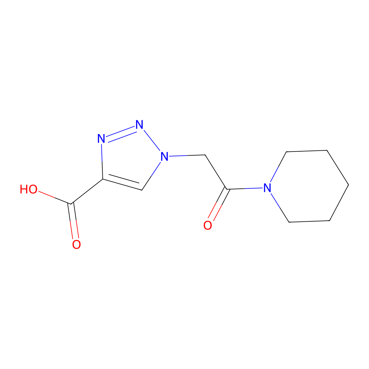 1-(2-oxo-2-(piperidin-1-yl)ethyl)-1H-1,2,3-triazole-4-carboxylic acid molecular structure, CAS 1267884-18-3