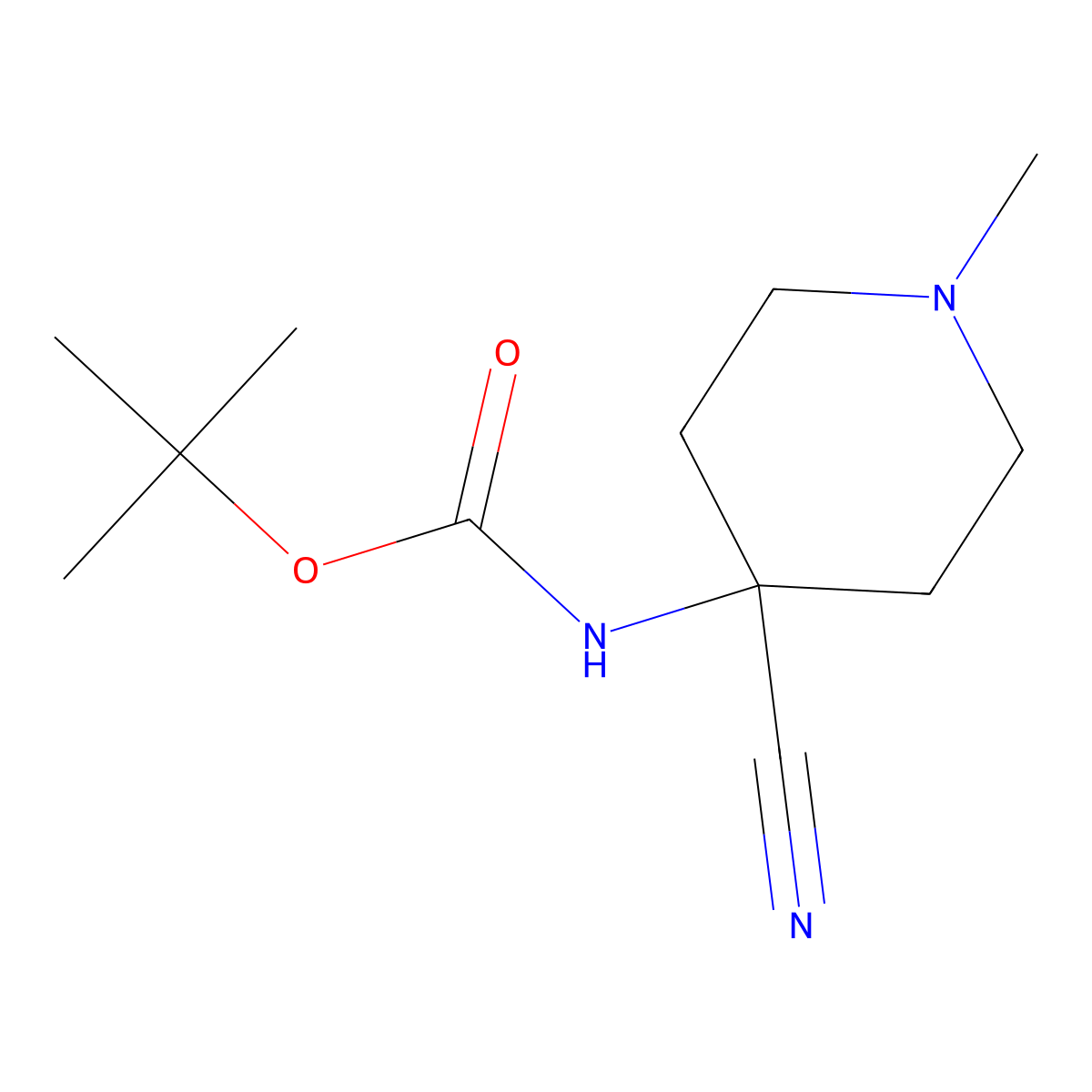 tert-butyl N-(4-cyano-1-methylpiperidin-4-yl)carbamate molecular structure, CAS 1267897-67-5