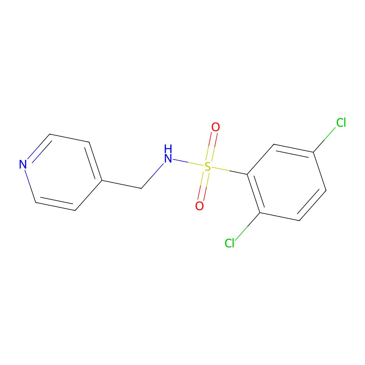 2,5-dichloro-N-(pyridin-4-ylmethyl)benzenesulfonamide molecular structure, CAS 126790-87-2