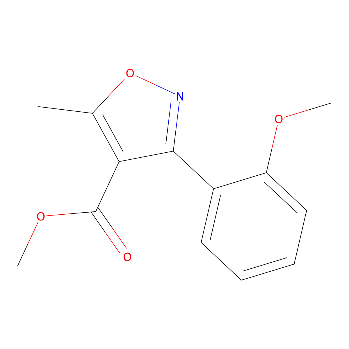 Methyl 3-(2-methoxyphenyl)-5-methylisoxazole-4-carboxylate molecular structure, CAS 1267901-30-3