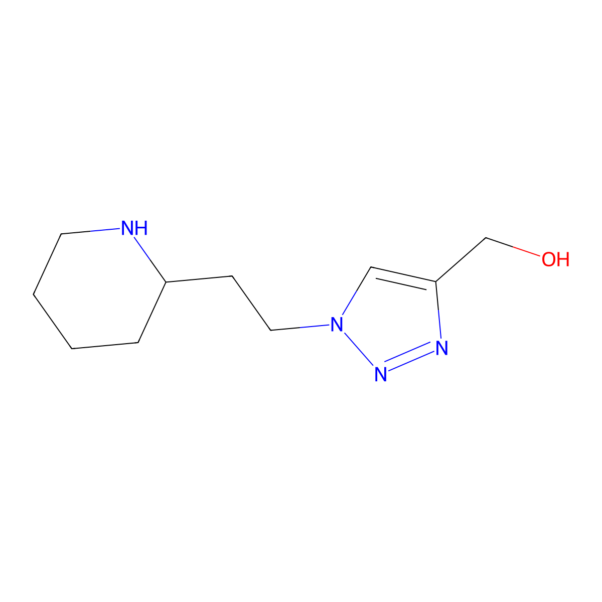 {1-[2-(piperidin-2-yl)ethyl]-1H-1,2,3-triazol-4-yl}methanol molecular structure, CAS 1267910-29-1