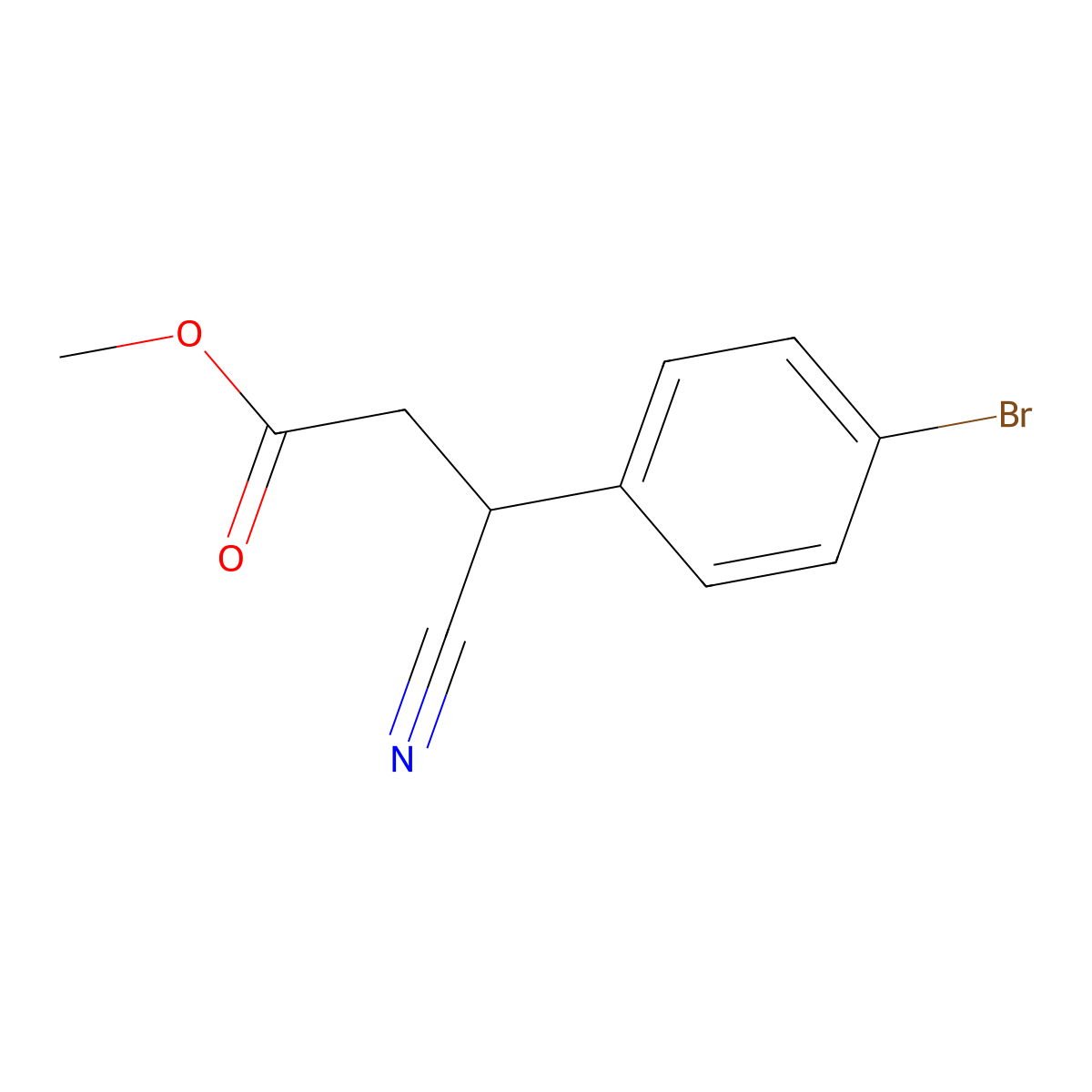 Methyl 3-(4-bromophenyl)-3-cyanopropanoate molecular structure, CAS 1267930-49-3