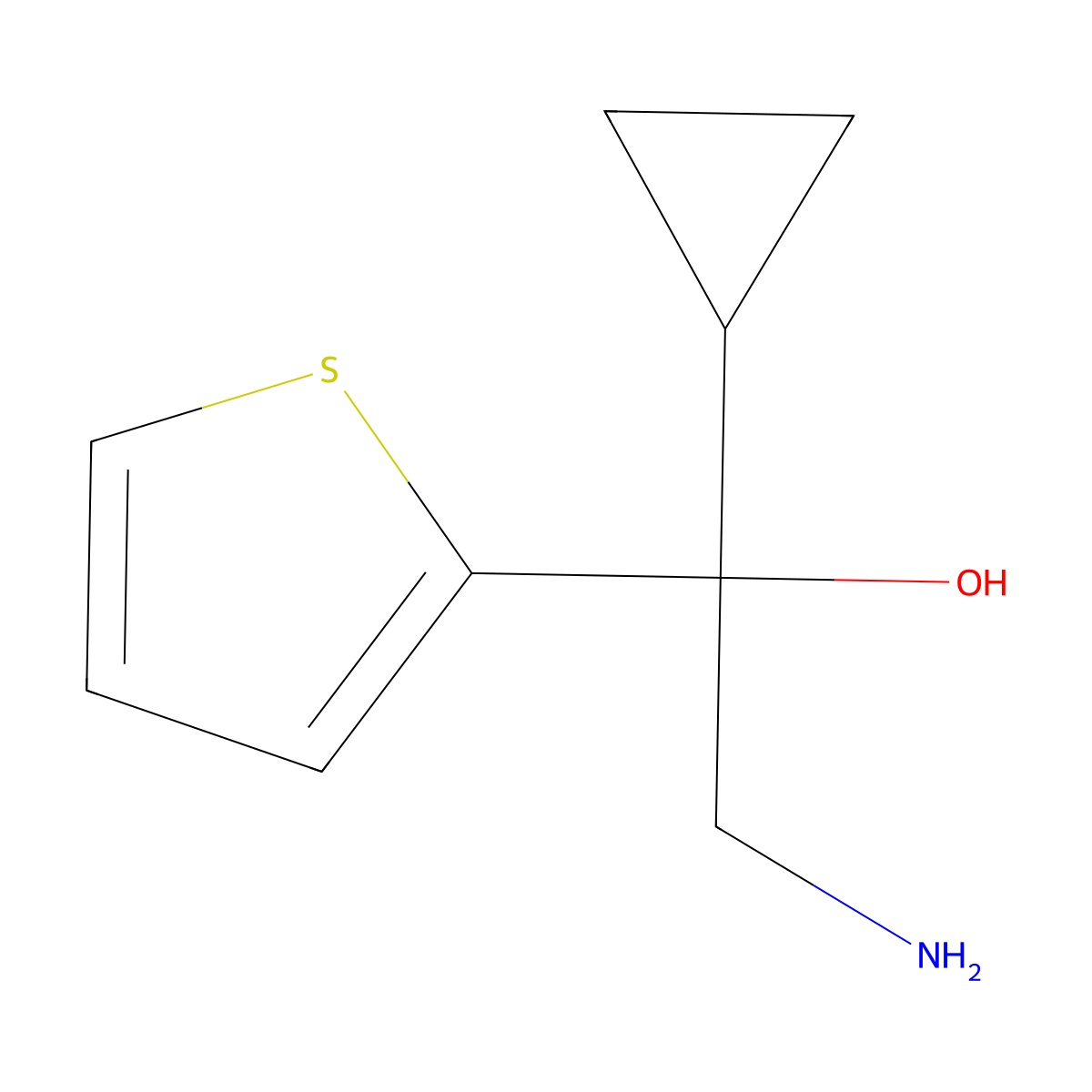 2-Amino-1-cyclopropyl-1-(2-thienyl)ethanol molecular structure, CAS 1267957-03-8