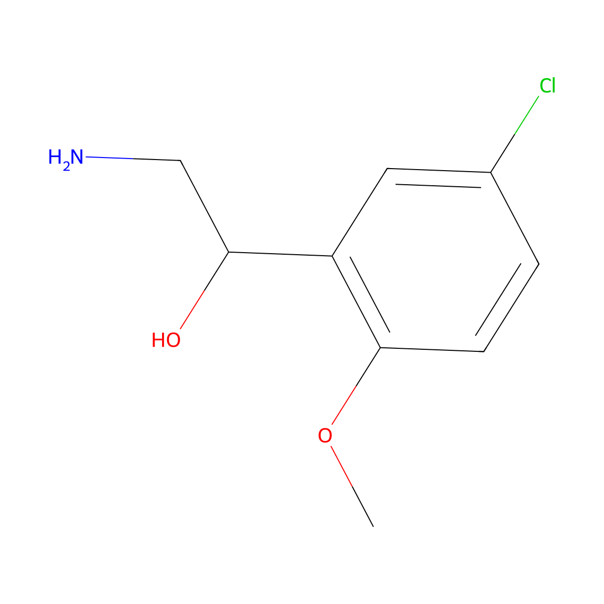 2-Amino-1-(5-chloro-2-methoxyphenyl)ethan-1-ol molecular structure, CAS 1267959-00-1