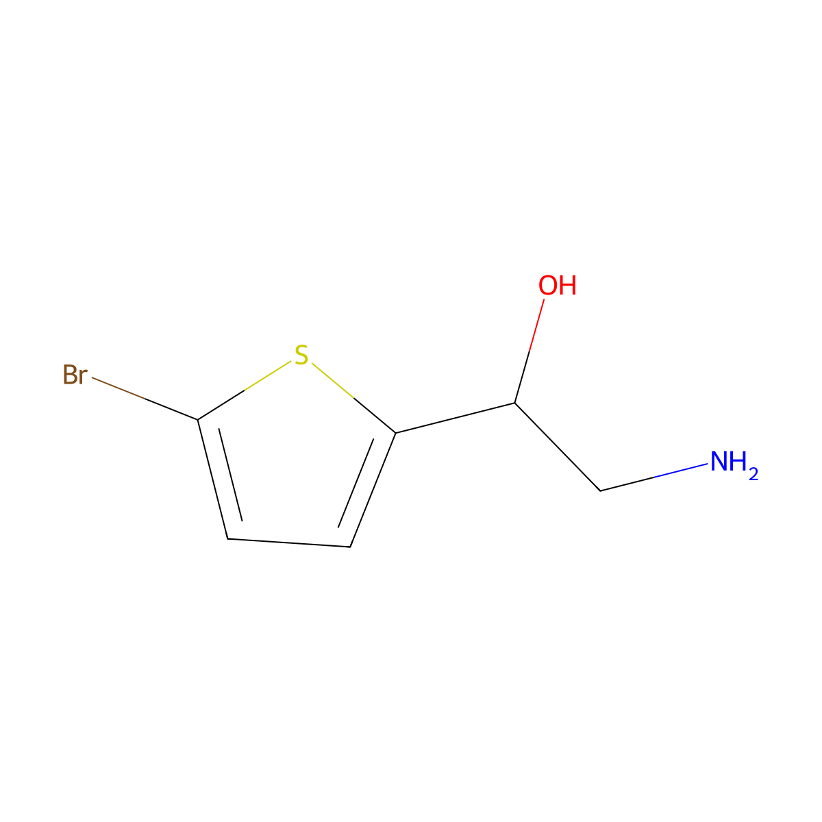 2-Amino-1-(5-bromothiophen-2-yl)ethan-1-ol molecular structure, CAS 1267961-42-1