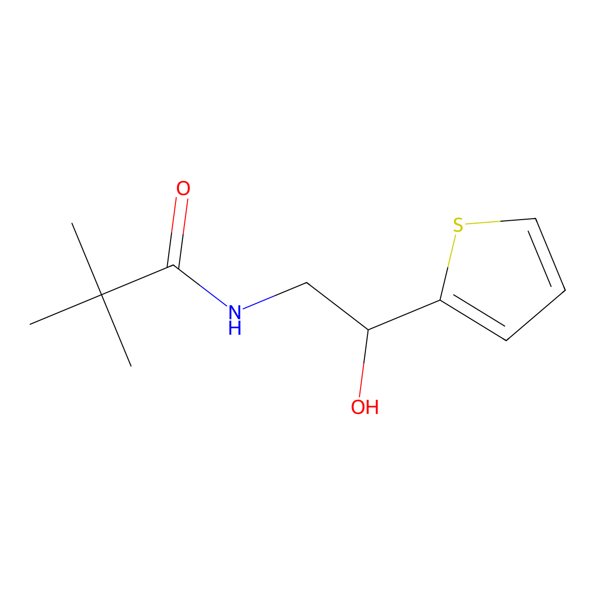 N-(2-hydroxy-2-(thiophen-2-yl)ethyl)pivalamide molecular structure, CAS 1267967-86-1