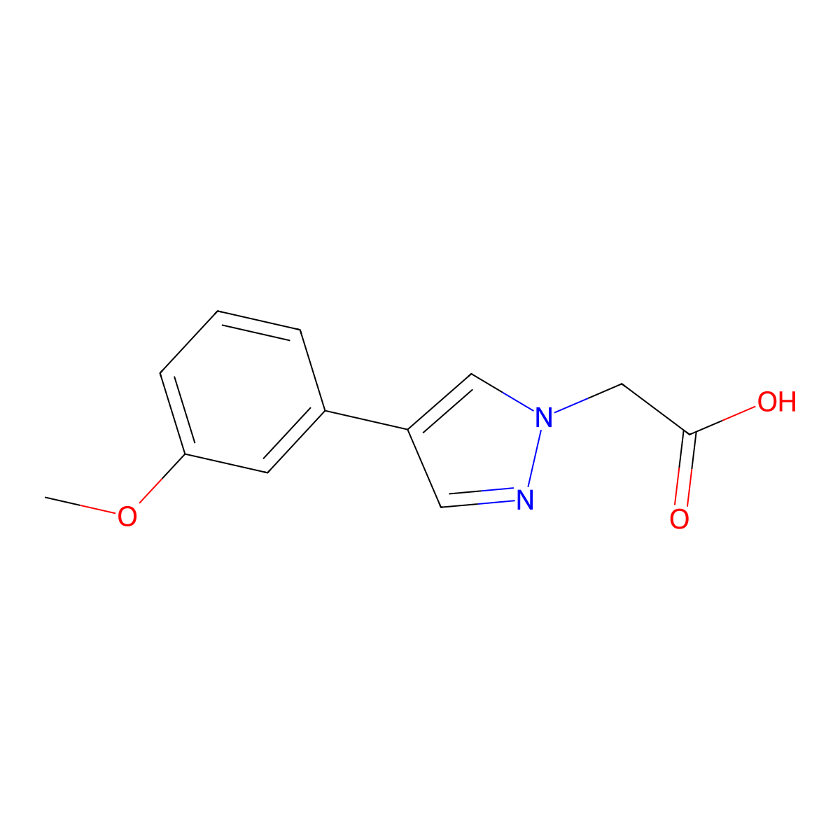 2-(4-(3-Methoxyphenyl)-1H-pyrazol-1-yl)acetic acid molecular structure, CAS 1267970-49-9