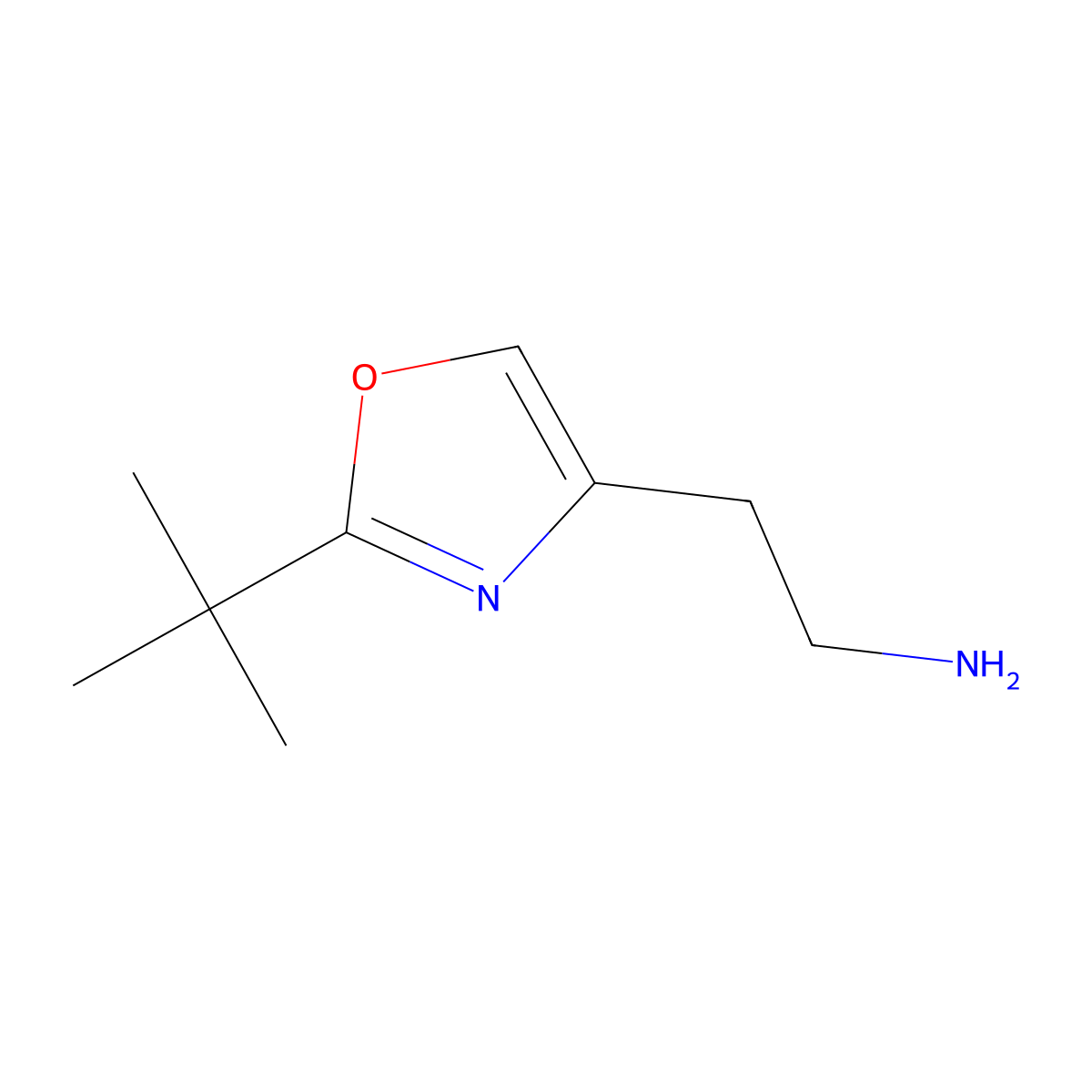 2-(2-tert-Butyl-1,3-oxazol-4-yl)ethan-1-amine molecular structure, CAS 1267971-57-2