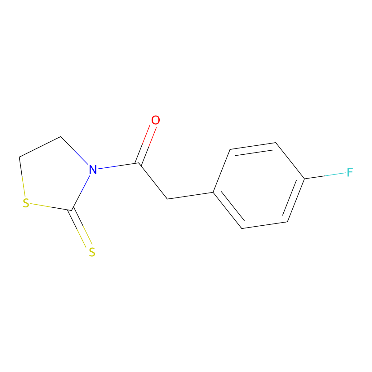 2-(4-Fluorophenyl)-1-(2-sulfanylidene-1,3-thiazolidin-3-yl)ethan-1-one molecular structure, CAS 1267974-40-2