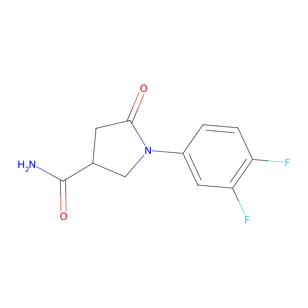 1-(3,4-Difluorophenyl)-5-oxopyrrolidine-3-carboxamide molecular structure, CAS 1267996-03-1