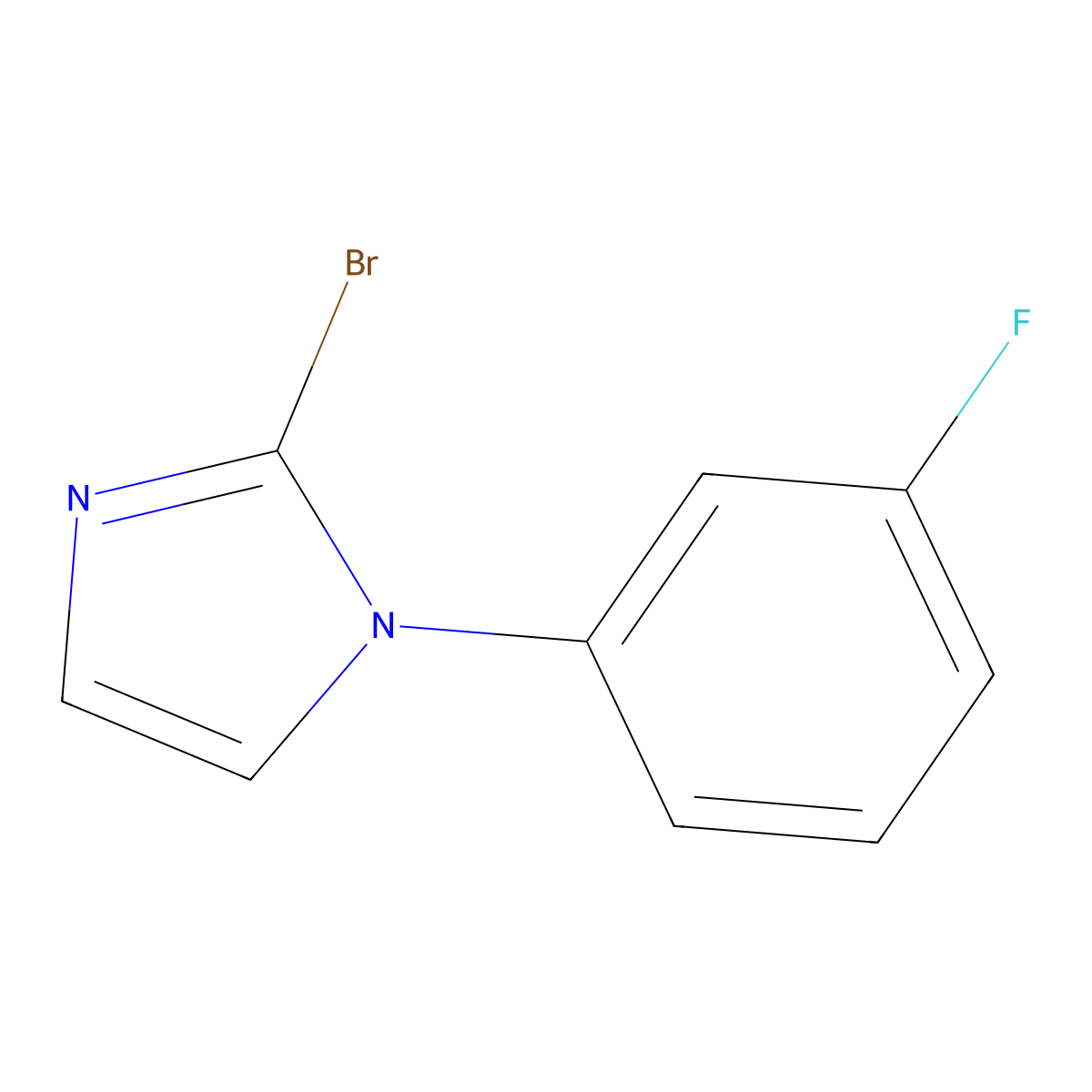 2-bromo-1-(3-fluorophenyl)-1H-imidazole molecular structure, CAS 1267996-25-7