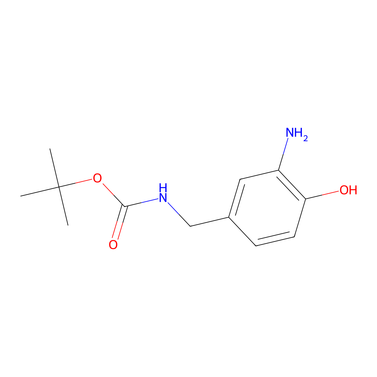 tert-butyl N-((3-amino-4-hydroxyphenyl)methyl)carbamate molecular structure, CAS 1268000-75-4