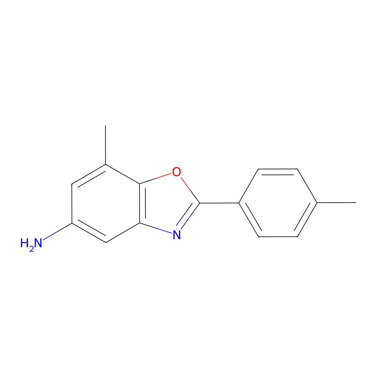 7-Methyl-2-(4-methylphenyl)-1,3-benzoxazol-5-amine molecular structure, CAS 1268000-81-2