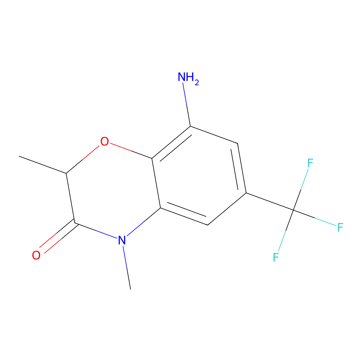 8-amino-2,4-dimethyl-6-(trifluoromethyl)-3,4-dihydro-2H-1,4-benzoxazin-3-one molecular structure, CAS 1268002-29-4