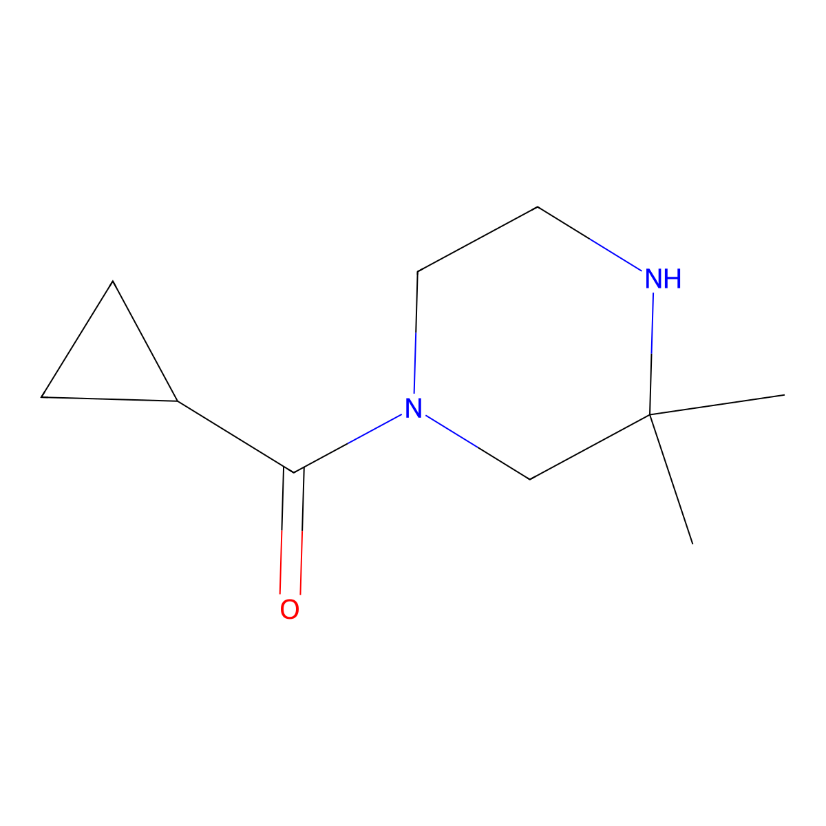1-Cyclopropanecarbonyl-3,3-dimethylpiperazine molecular structure, CAS 1268008-16-7