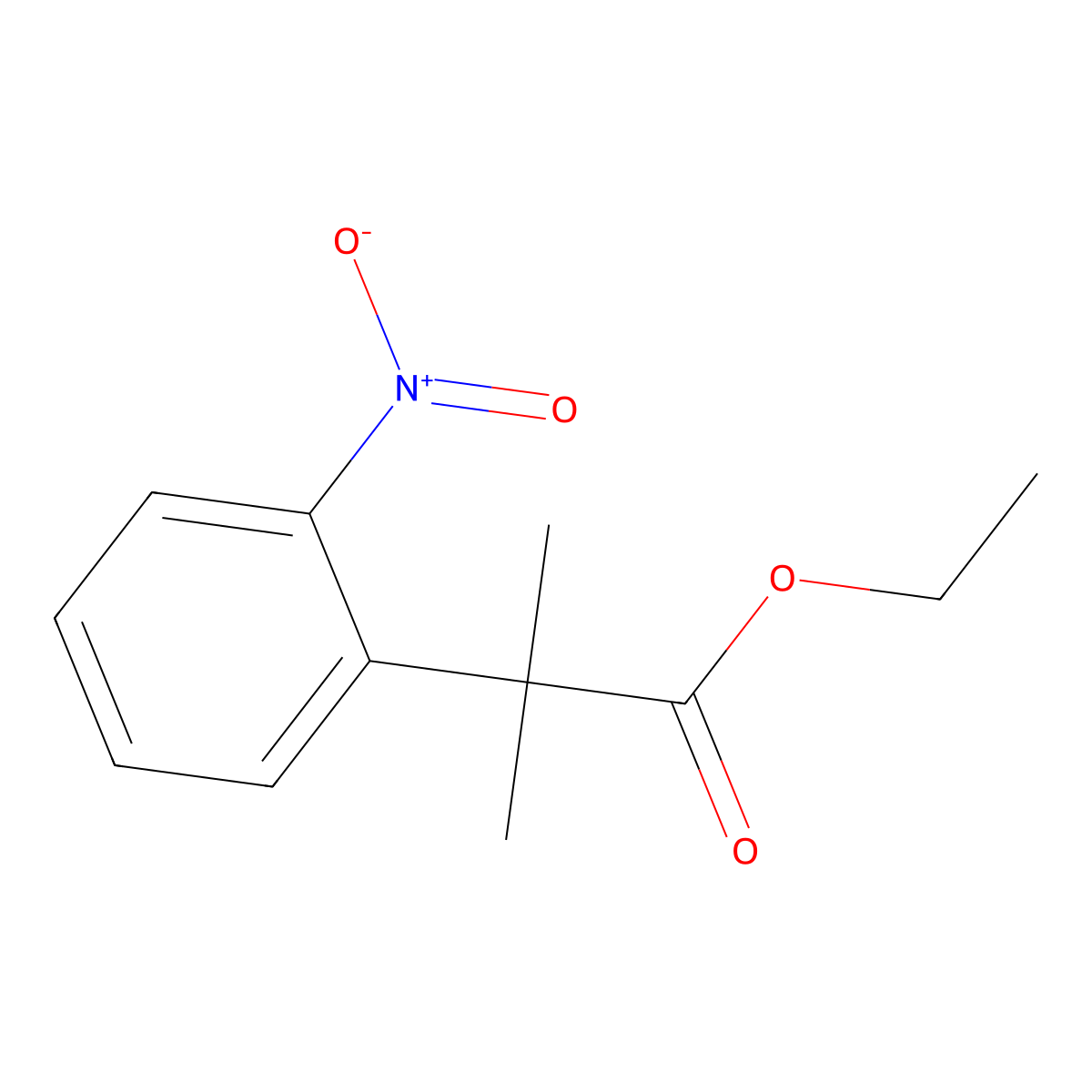 Ethyl 2-methyl-2-(2-nitrophenyl) propanoate molecular structure, CAS 126802-50-4