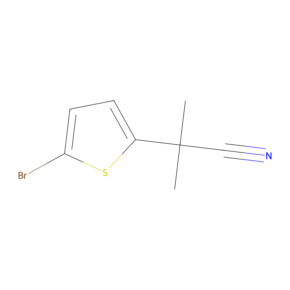 2-(5-Bromothiophen-2-yl)-2-methylpropanenitrile molecular structure, CAS 1268029-70-4