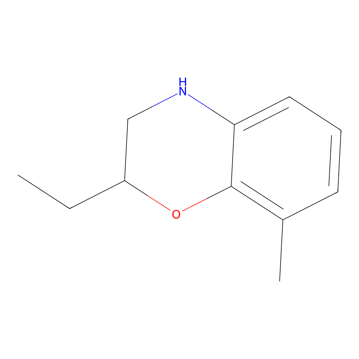 2-ethyl-8-methyl-3,4-dihydro-2H-1,4-benzoxazine molecular structure, CAS 1268036-12-9